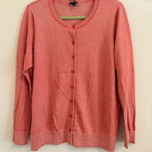 Talbots Orange Metalic Stripe Button-Up Cardigan